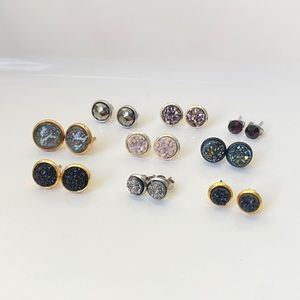 Lot of 9 pairs of handmade stud earrings
